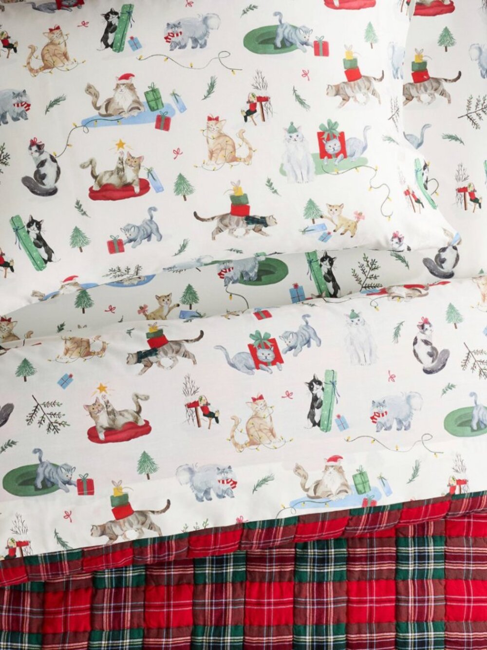 Holiday Cats Organic Full Size Sheet Set - New!